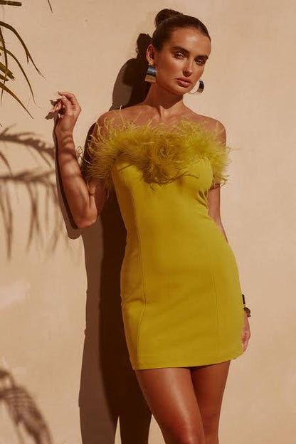 RUNAWAY THE LABEL - Valentina Mini Dress in Citrus